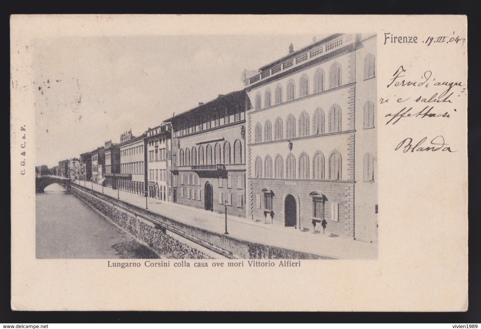 1904 - FIRENZE - Lungarno Corsini Colla Casa Ove Morì Vittorio Alfieri - C_830 - Firenze