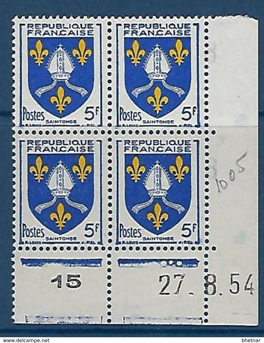 FR Coins Datés YT 1005 " Armoiries De Saintonge " Neuf** Du 27.8.54 - 1950-1959