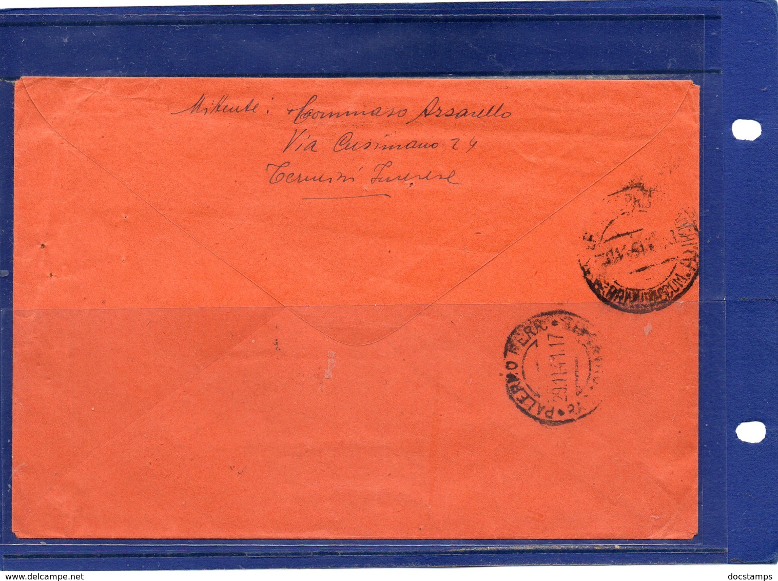##(DAN193)-1941-Busta Raccomandata Da Termini Imerese Per  PalermoFratellanza D'armi Cent.50 + Imperiale - Poststempel