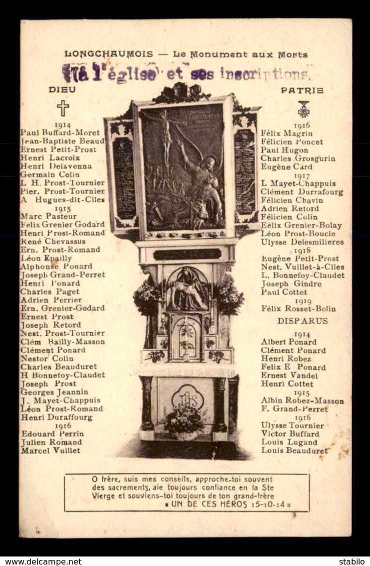 39 - LONGCHAUMOIS - LE MONUMENT AUX MORTS - Autres & Non Classés