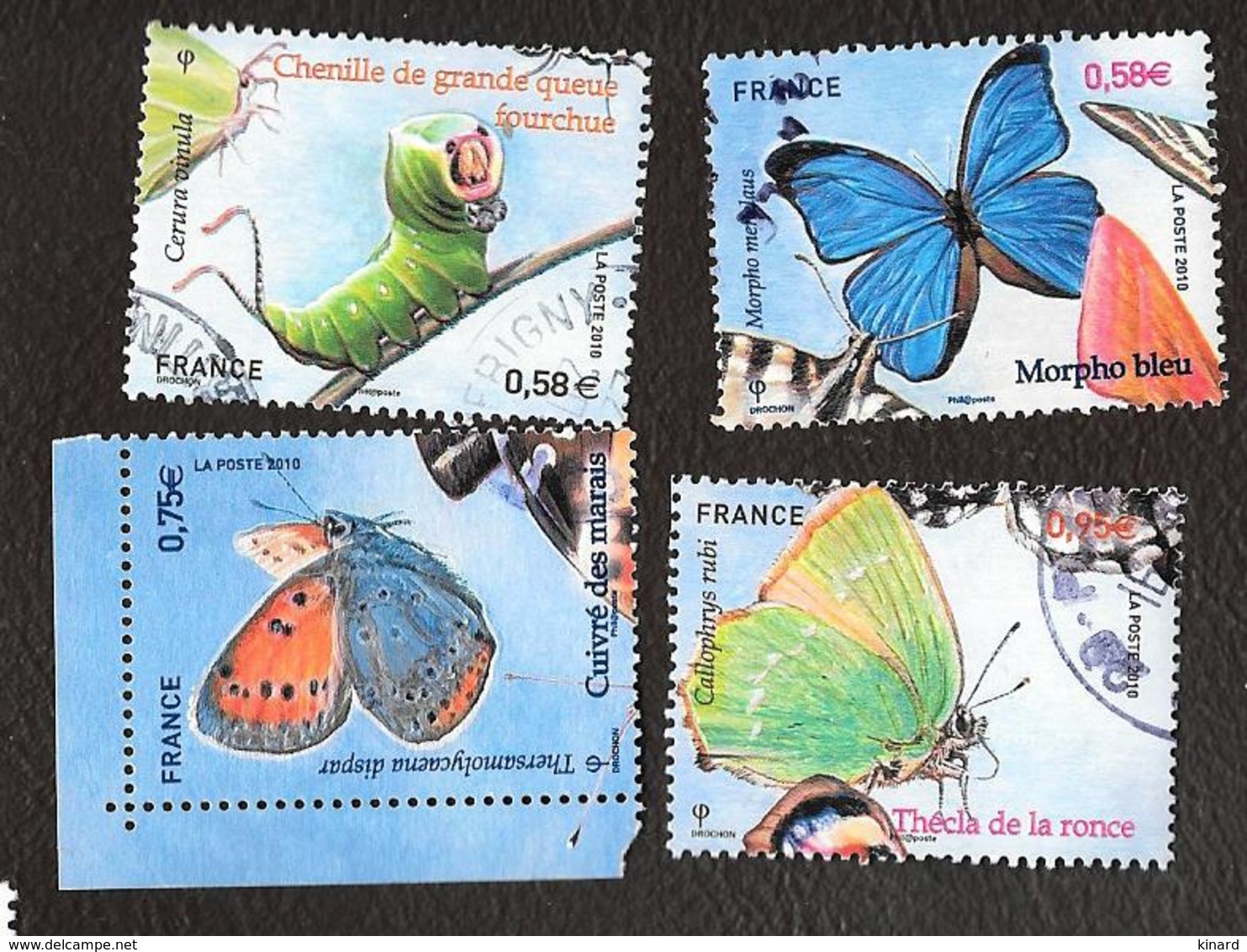 TIMBRES .FRANCAIS   OBLITERATION  RONDE .  SERIE NATURE ..PAPILLONS.  4498/4501.. ANNEE 2010 - Oblitérés