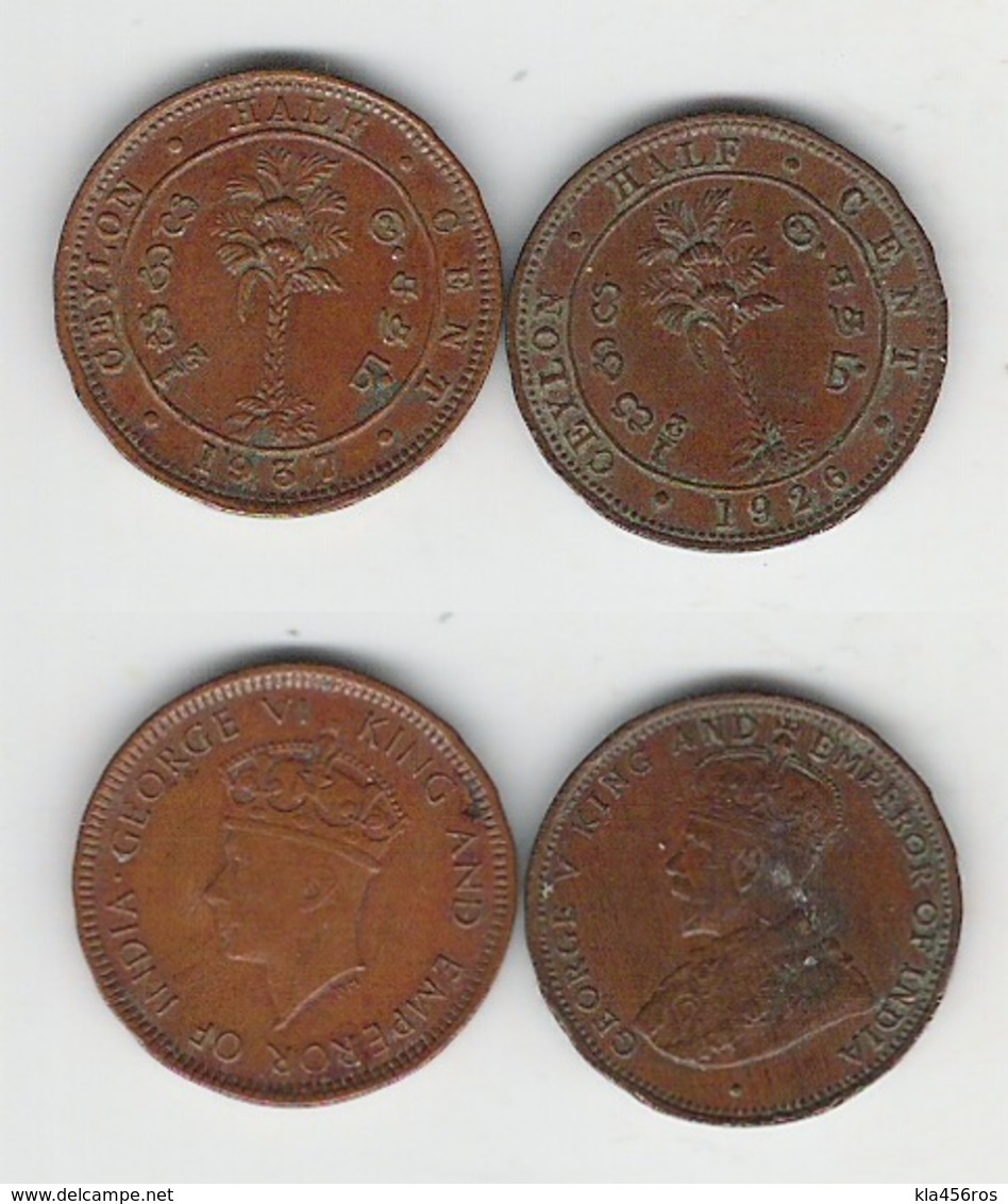 Sri Lanka  Ceylon 1/2 Cent 1926, 1937 - Sri Lanka