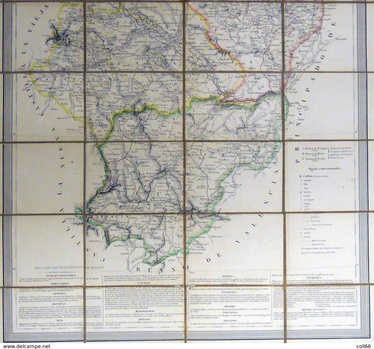 1837 Mapa Royaume De Aragon Formado Por AH Dufour Geografo En Paris Entoilée Atlas Nacional De Espana - Cartes Géographiques