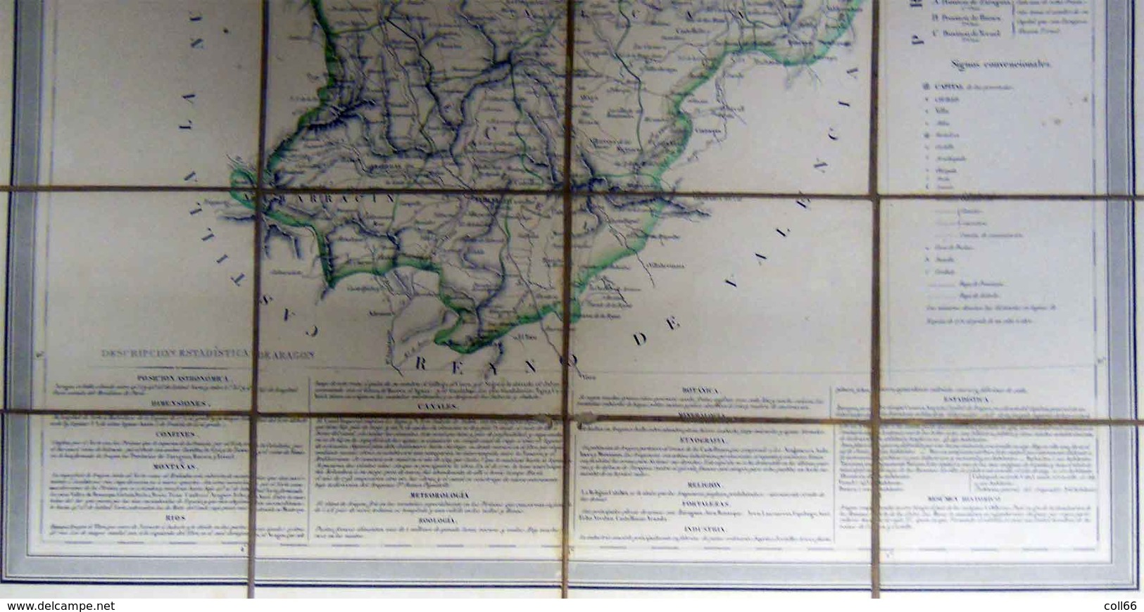 1837 Mapa Royaume De Aragon Formado Por AH Dufour Geografo En Paris Entoilée Atlas Nacional De Espana - Cartes Géographiques