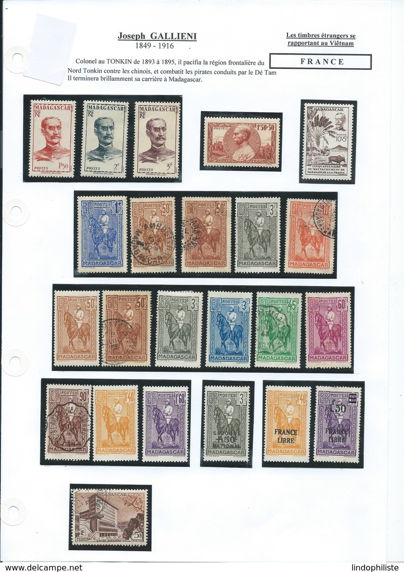 GALLIENI INDOCHINE VIETNAM MADAGASCAR ( DÉ TAM ) Les Timbres étrangers Se Rapportant Au Vietnam  Timbres ** Et Oblitérés - Lettres & Documents