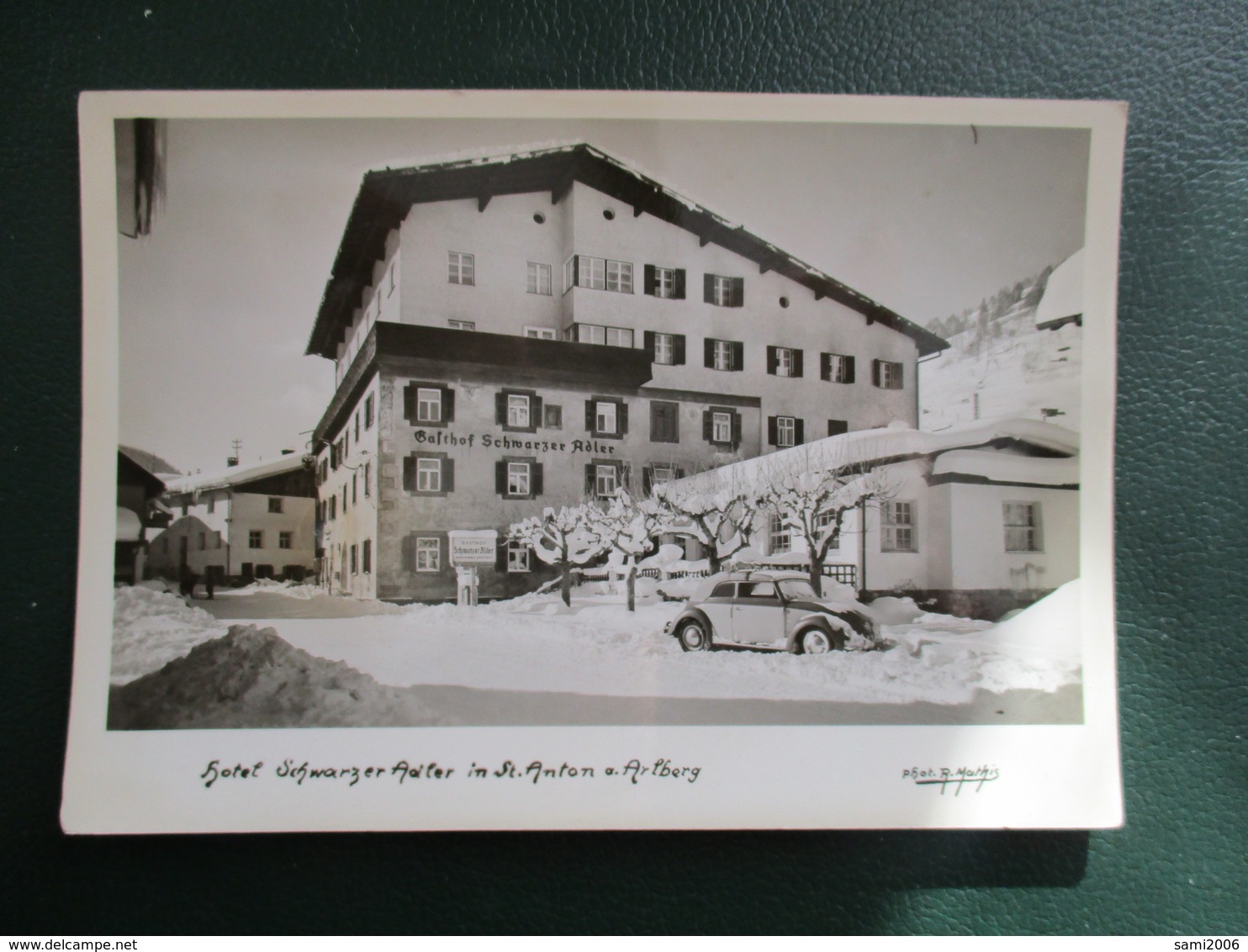 CPA AUTRICHE SAINT ANTON AM ARLBERG HOTEL VOITURE ANCIENNE COCCINELLE SOUS LA NEIGE - St. Anton Am Arlberg