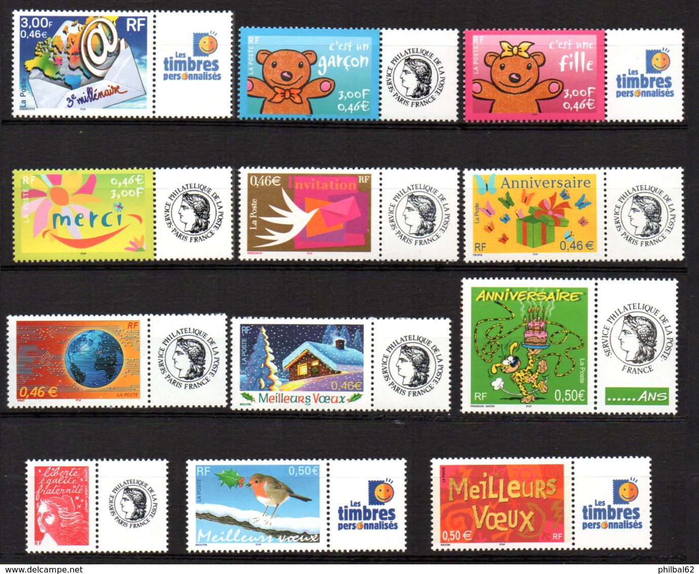 France : Lot De 12 Timbres Personnalisés ** Entre 3365B Et 3623A - Other & Unclassified