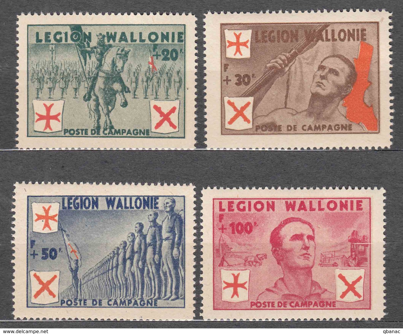 Germany Occupation In WWII Private Issues, 1941 Belguim Legion Wallonie Mi#IX-XIV Mint Never Hinged - Occupation 1938-45