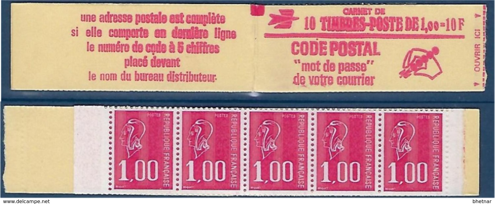 FR Carnet YT 1892-C2 " 10 Bequet 1F. Rouge " 1976 Ouvert - Sonstige & Ohne Zuordnung