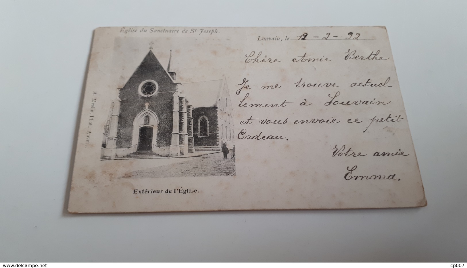 *LOUVAIN  Eglise Du Sanctuaire De St Joseph - Extérieur De L'eglise Oblitéré En 1892 - Leuven