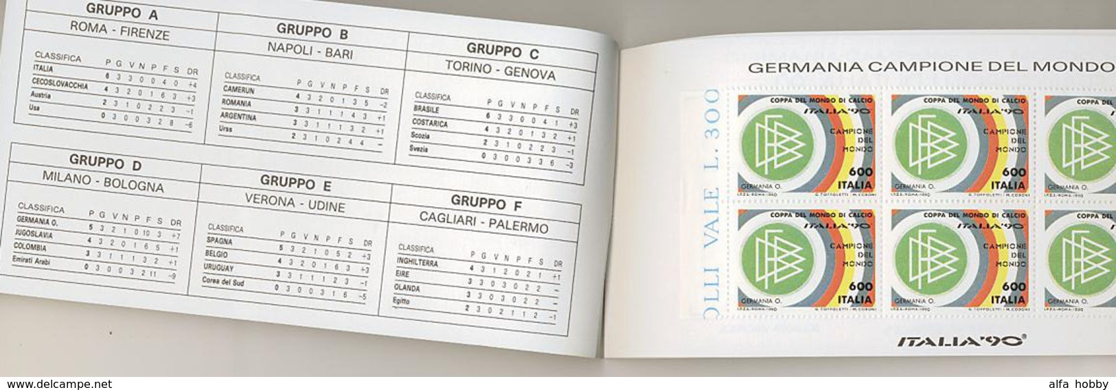 Italy, World Cup 1990, Overpints Surcharge Italia- Winner  In Booklet - 1990 – Italia