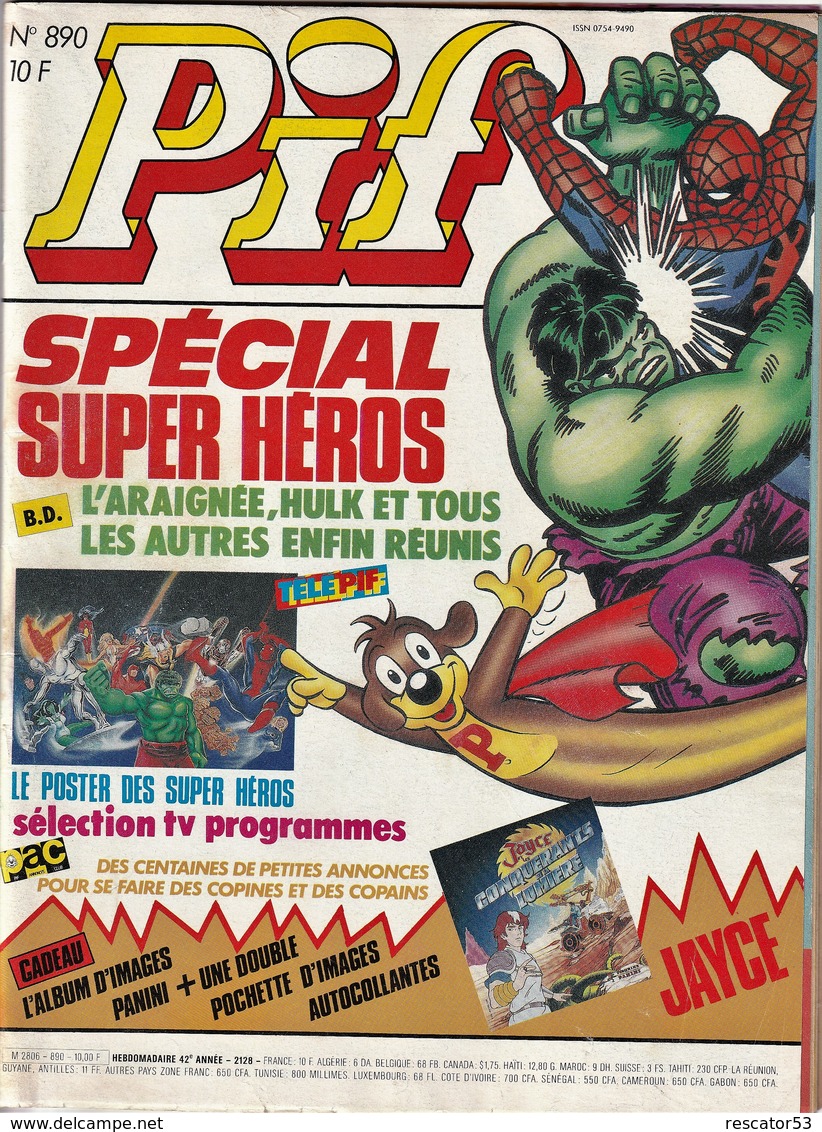 Rare Pif Gadget N°890 Spécial Super Héros Marvel - Pif Gadget