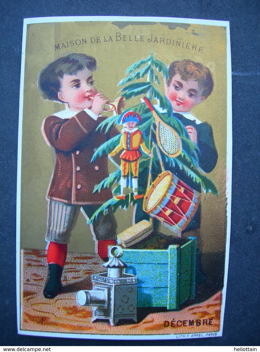 CHROMO  Lith F Appel LA BELLE JARDINIERE : MOIS : DECEMBRE / Victorian Trade Card - Autres & Non Classés