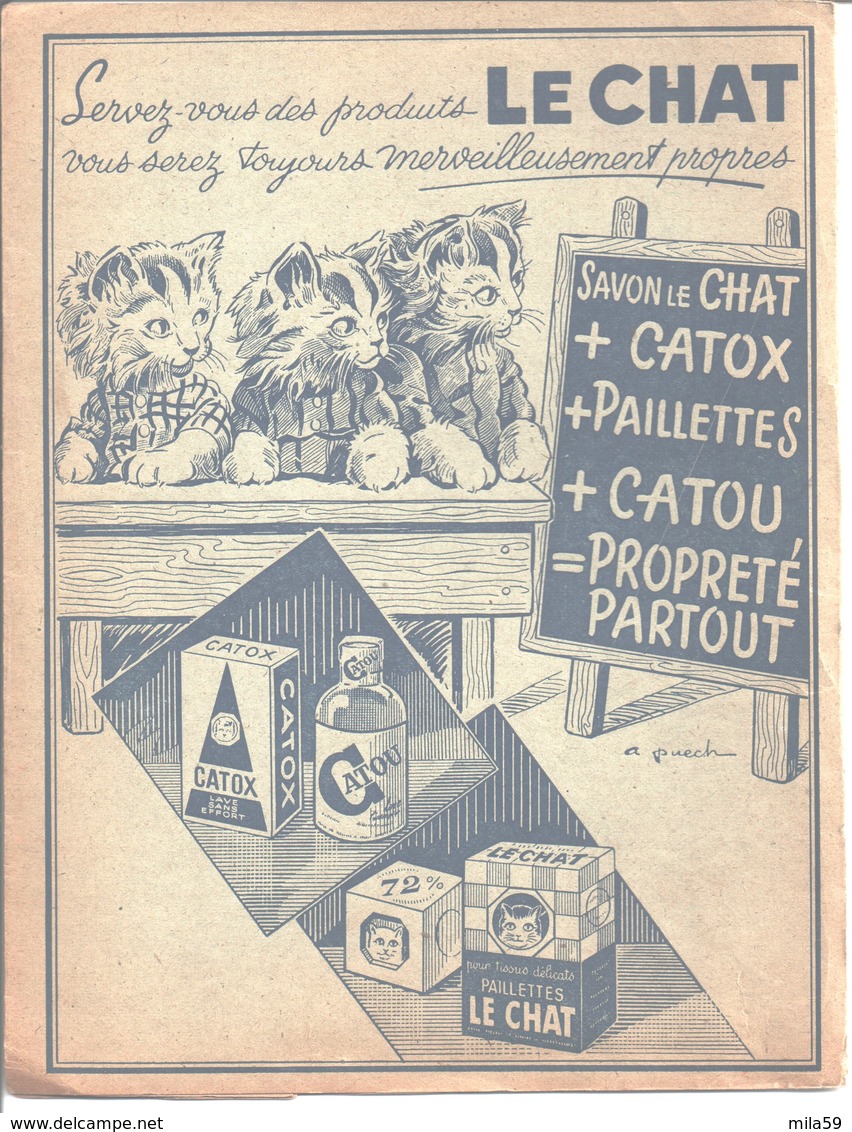 Savon Le Chat + Catox + Paillettes + Catou = Propreté Partout. Dessin De A Puech. - Autres & Non Classés