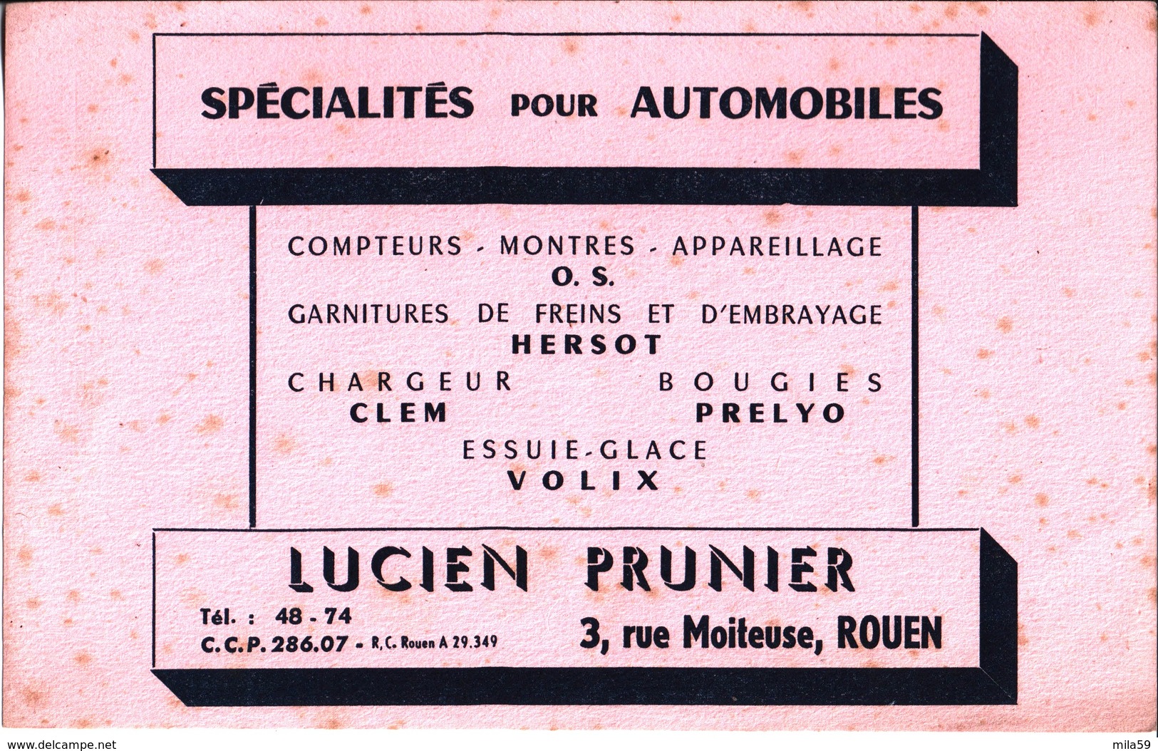 Lucien Prunier. Spécialités Pour Automobiles. Hersot. Clem. Prelyo. Volix. Rouen. - Automóviles