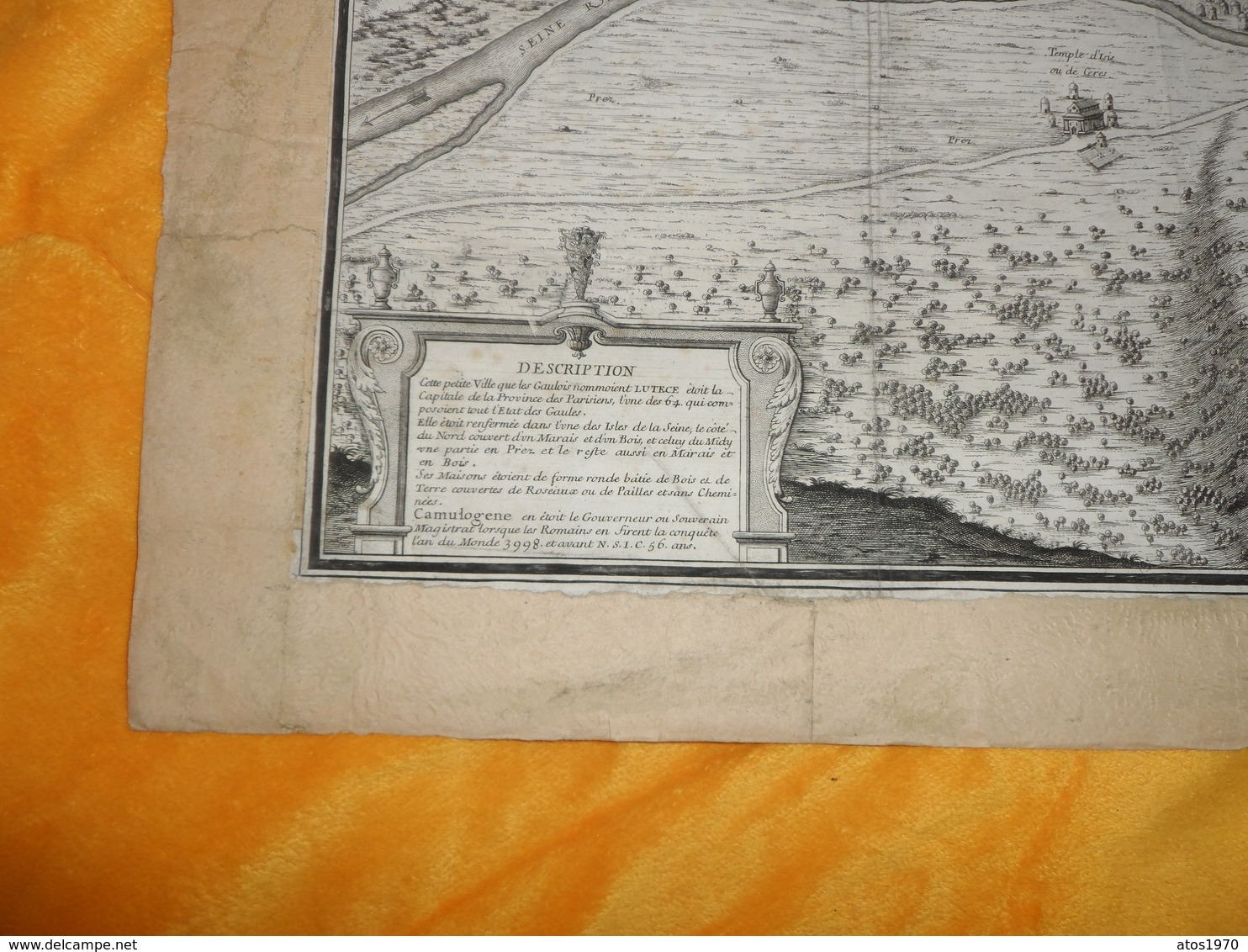 CARTE TRES ANCIENNE DE 1705 ?.../ LUTECE OU PREMIER PLAN DE LA VILLE DE PARIS TIRE DE CESAR, DE STRABON...A. COQUART - Autres & Non Classés