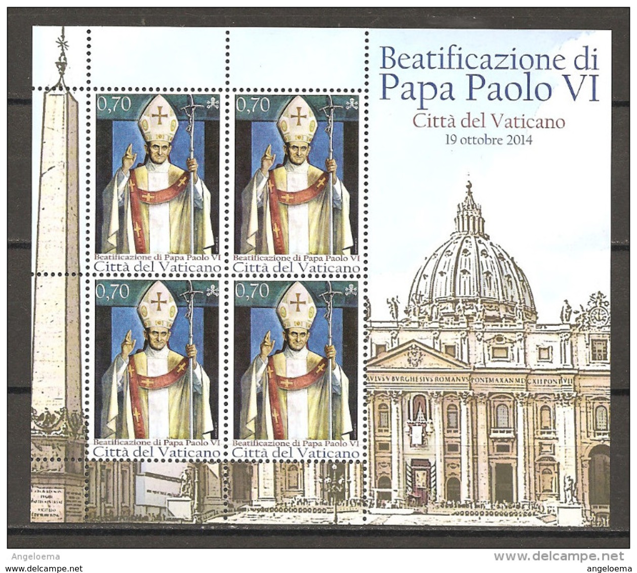 VATICANO - 2014 Beatificazione Di Papa PAOLO VI Foglietto Nuovo** MNH - Papi