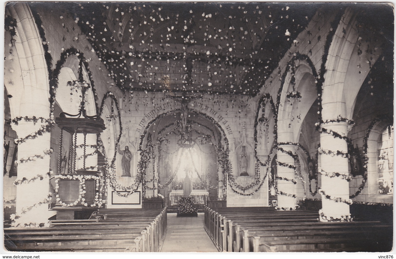 Carte Photo 76 Saint Arnoult Intérieur De L'Eglise Fête Sainte Thérèse Photo E Douillet - Other & Unclassified