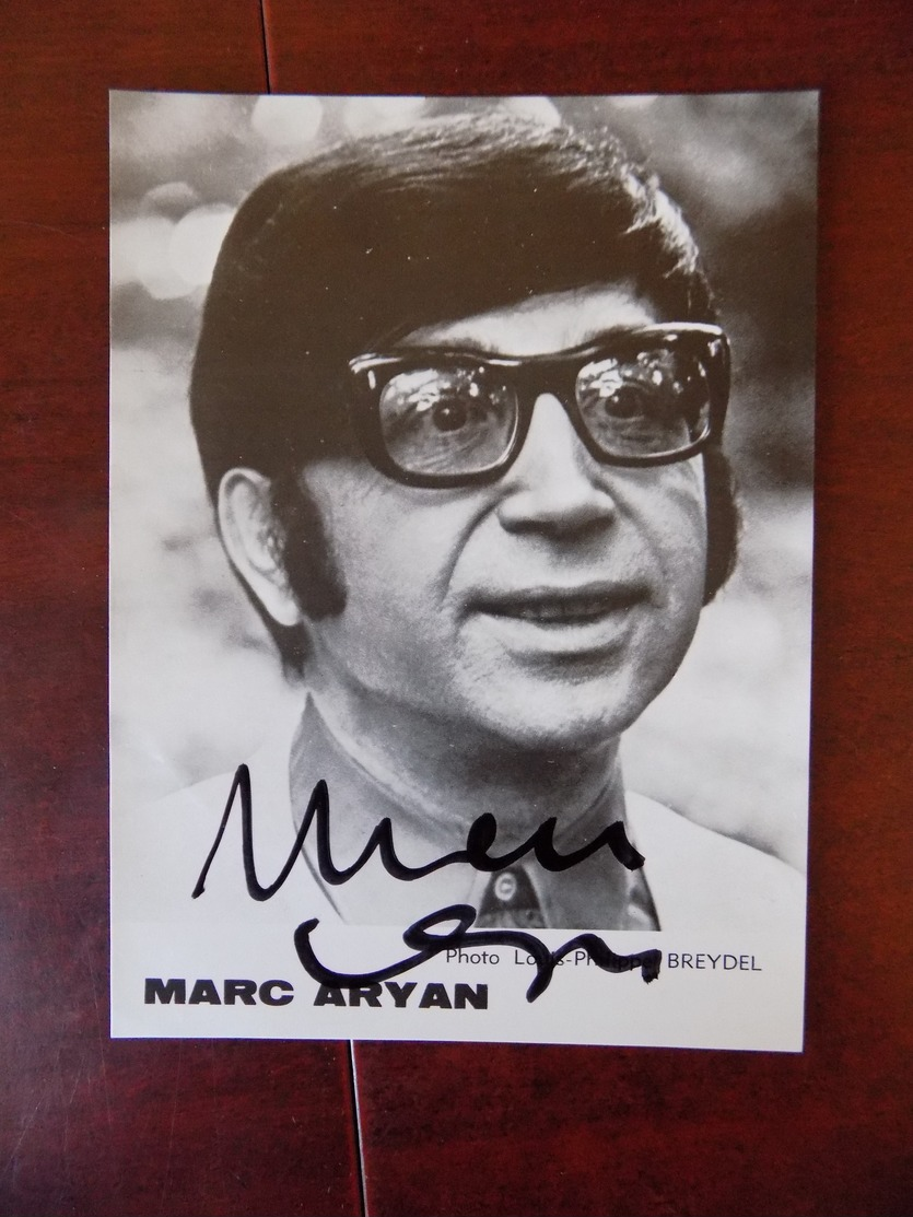 Photographie Marc Aryan Signée - Verso Editions Dupuis Spirou - Photo Breydel - Célébrités