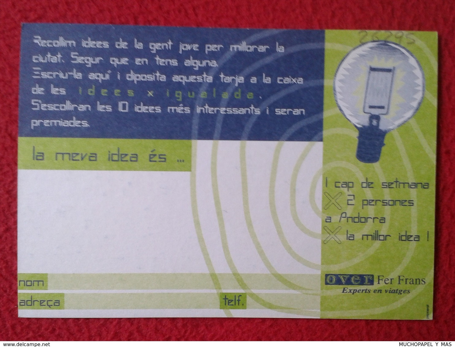 TARJETA TIPO POSTAL POST CARD CARTE POSTALE PUBLICITARIA ADVERTISING LIGHTBULB BOMBILLA LAMPE AMPOULE LUZ LIGHT BULB VER - Publicidad