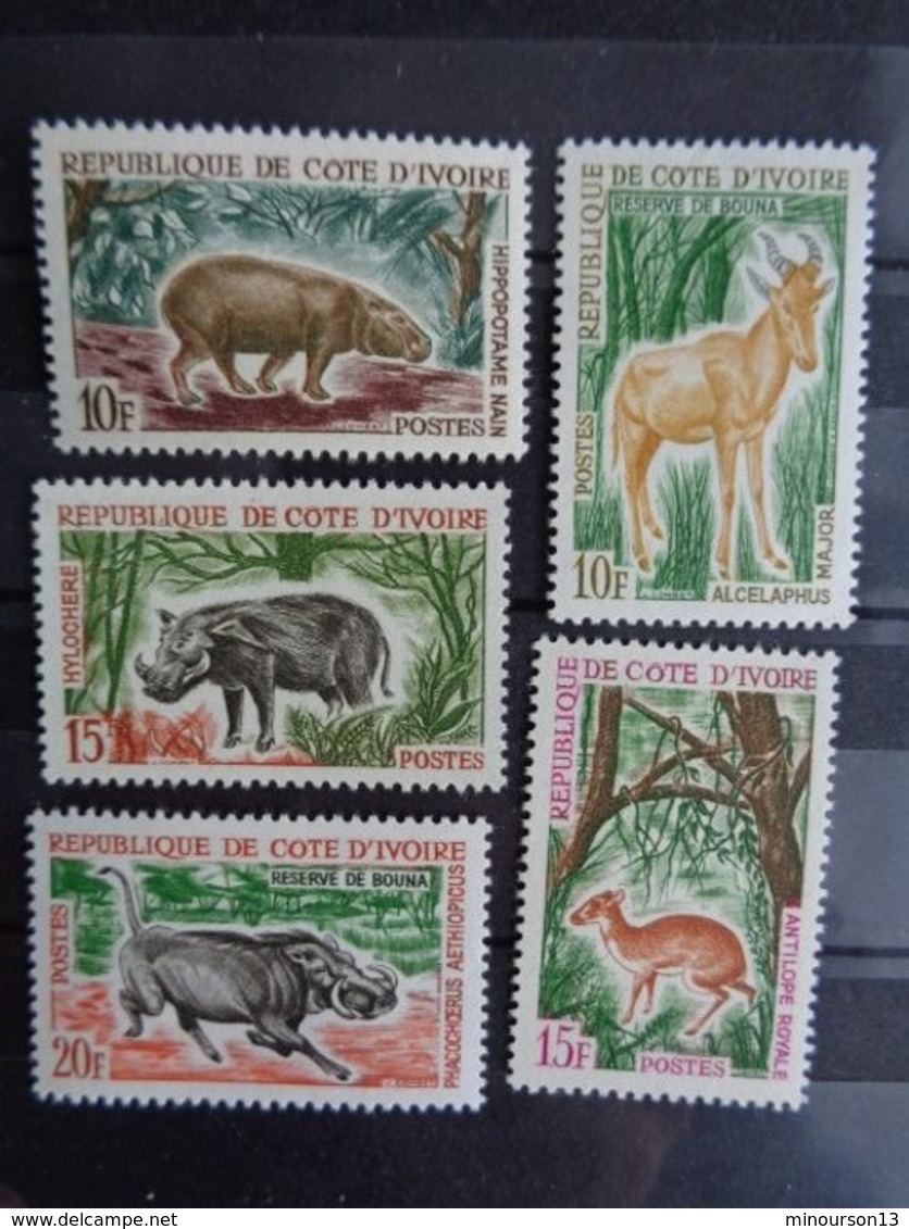 COTE D'IVOIRE 1963-64 Y&T N° 211 à 220 ** - CHASSE ET TOURISME - Côte D'Ivoire (1960-...)