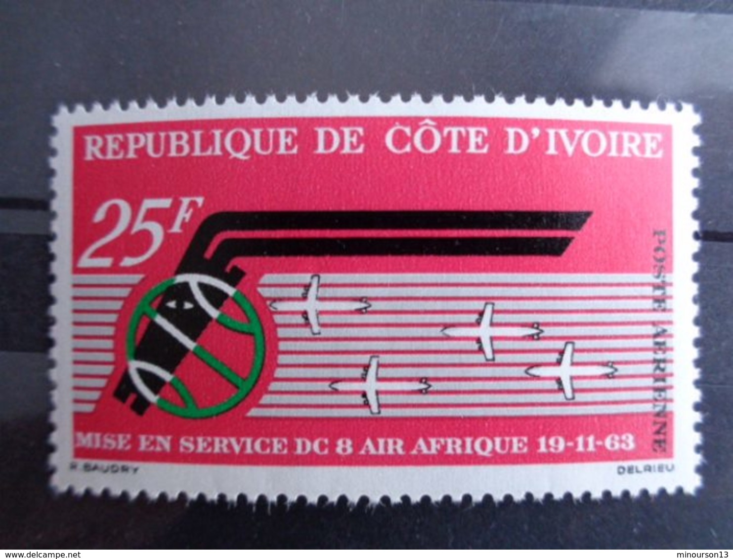 COTE D'IVOIRE 1963 P.A. Y&T N° 30 ** - ANNIV. DE LA Cie  AIR AFRIQUE & DC-8 - Côte D'Ivoire (1960-...)