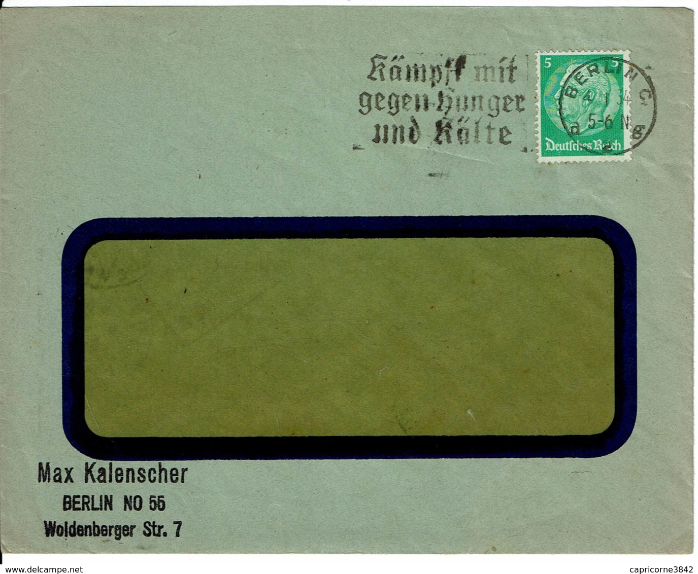 1934 - Lettre De BERLIN Pour La France - Tp Yvert N°  444 - "LUTTER CONTRE LA FAIM ET LE FROID" - Lettres & Documents