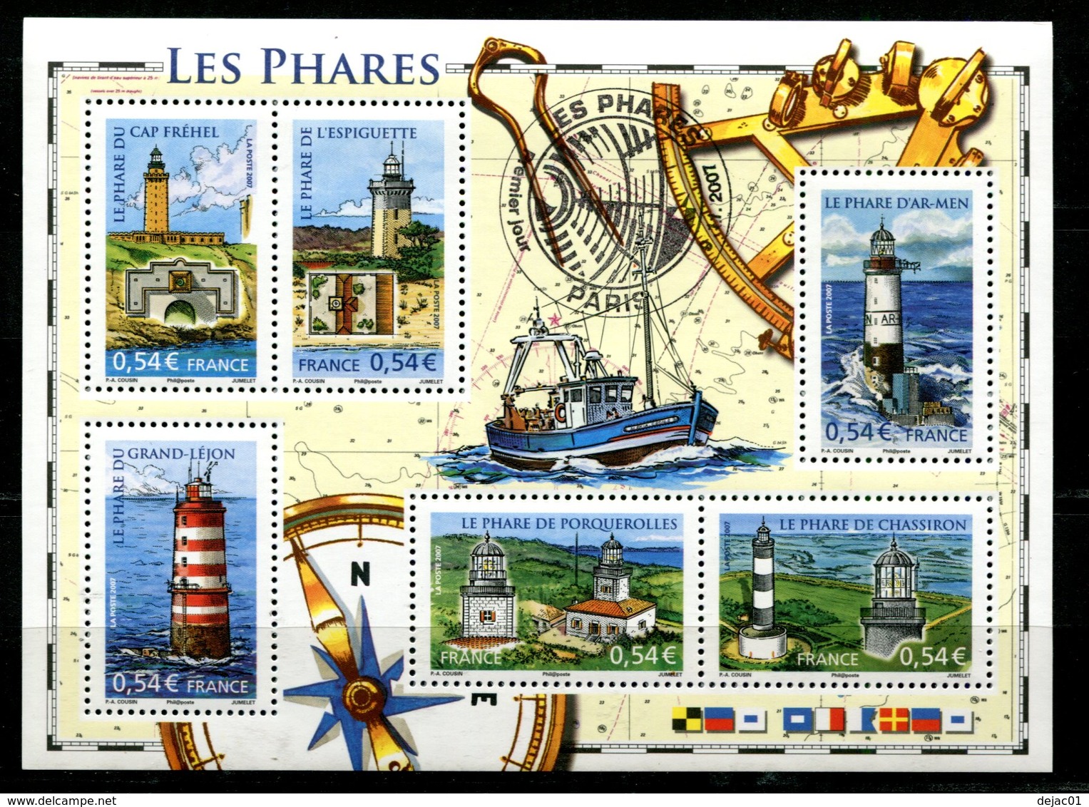 BF 114 Les Phares Avec Cachet PJ Hors Des Timbres Et Sa Gomme - Oblitérés