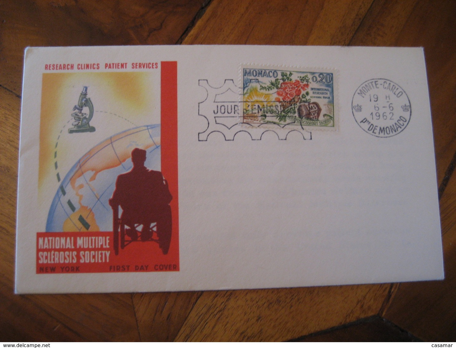 MONTE-CARLO 1962 Research Clinics Sclerosis Society FDC Cancel Cover MONACO Microscope Science Optics Health Sante - Maladies