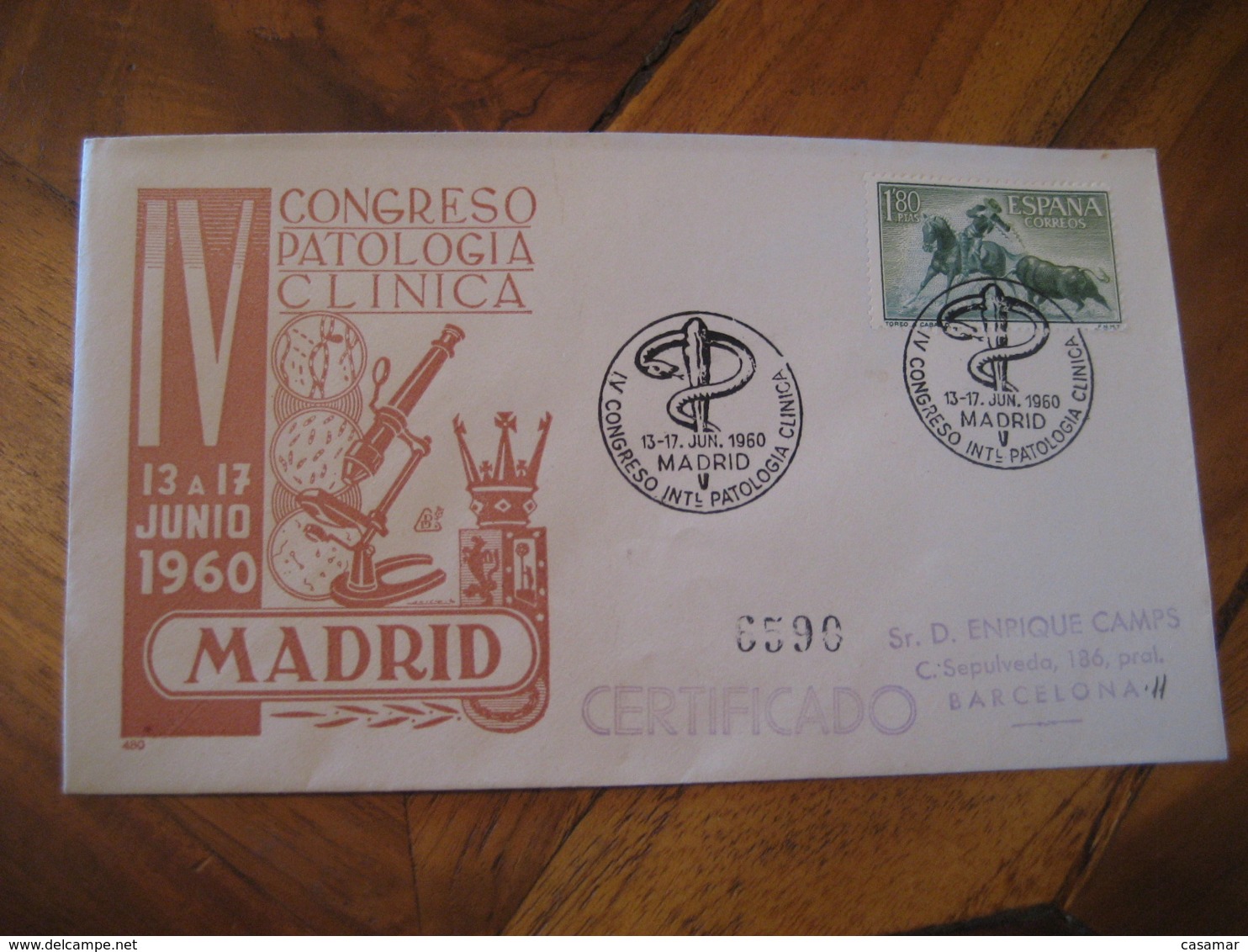 MADRID 1960 Congreso Patologia Clinica Clinical Pathology Cong Cancel Cover SPAIN Microscope Science Optics Health Sante - Maladies