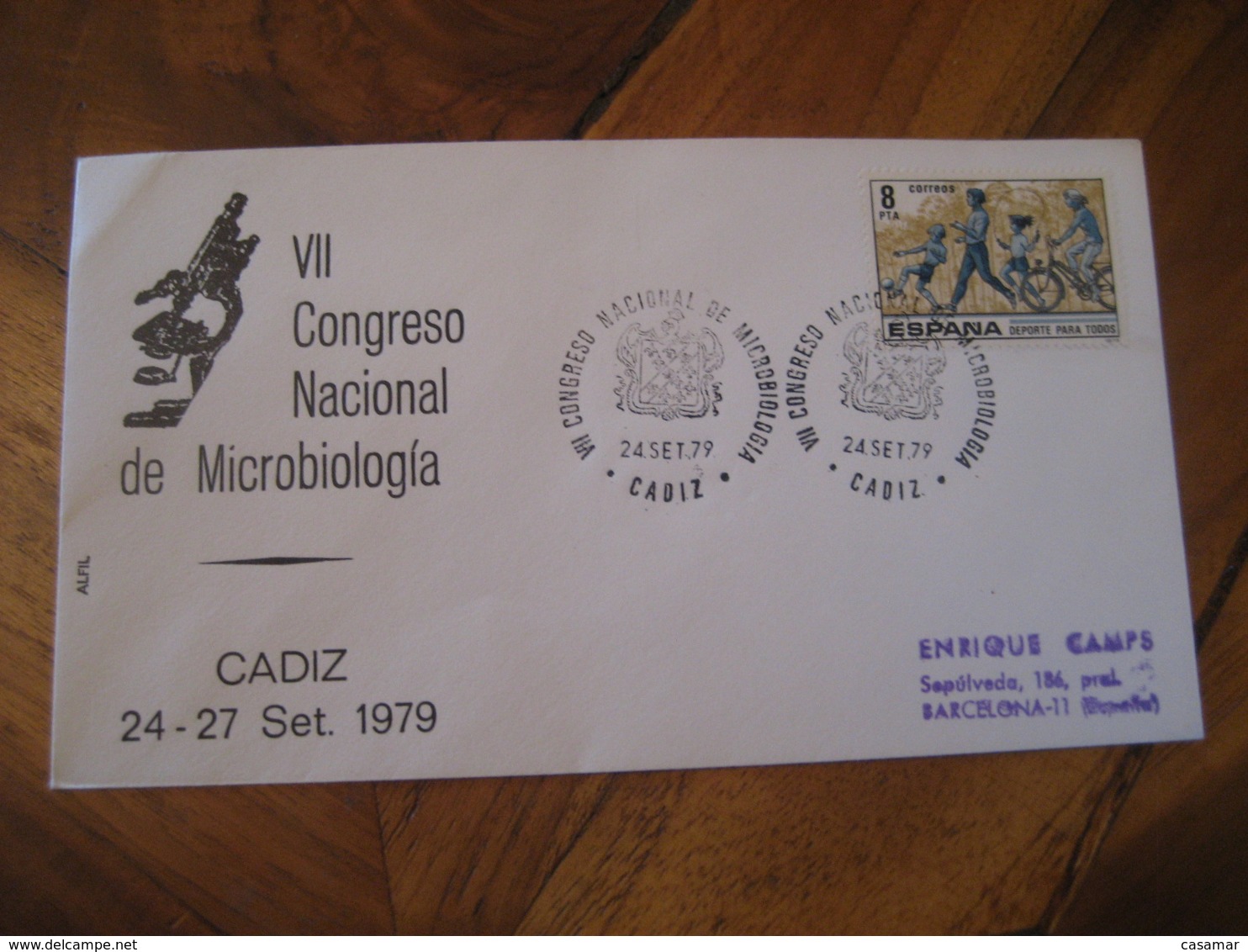 CADIZ 1979 Congreso De Microbiologia Microbiology Cancel Cover SPAIN Microscope Science Optics Health Sante - Maladies