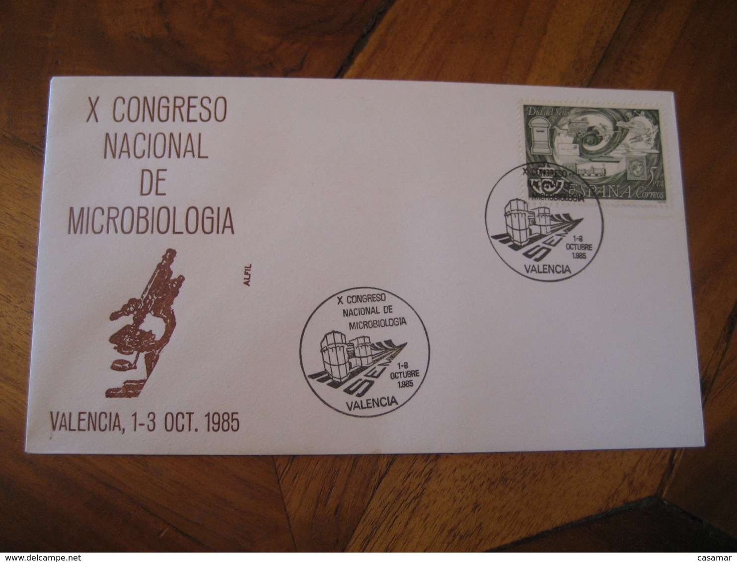 VALENCIA 1985 Congreso De Microbiologia Microbiology Cancel Cover SPAIN Microscope Science Optics Health Sante - Maladies