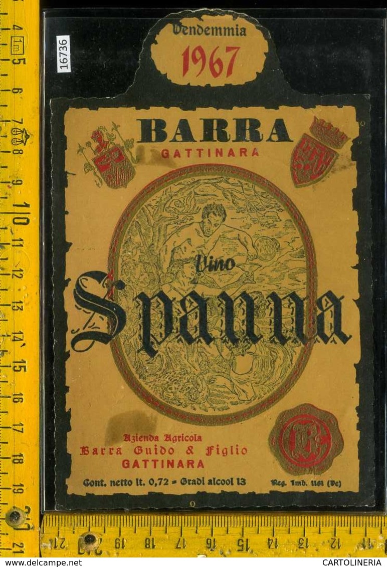 Etichetta Vino Liquore Spanna 1967 Barra - Gattinara VC - Altri & Non Classificati
