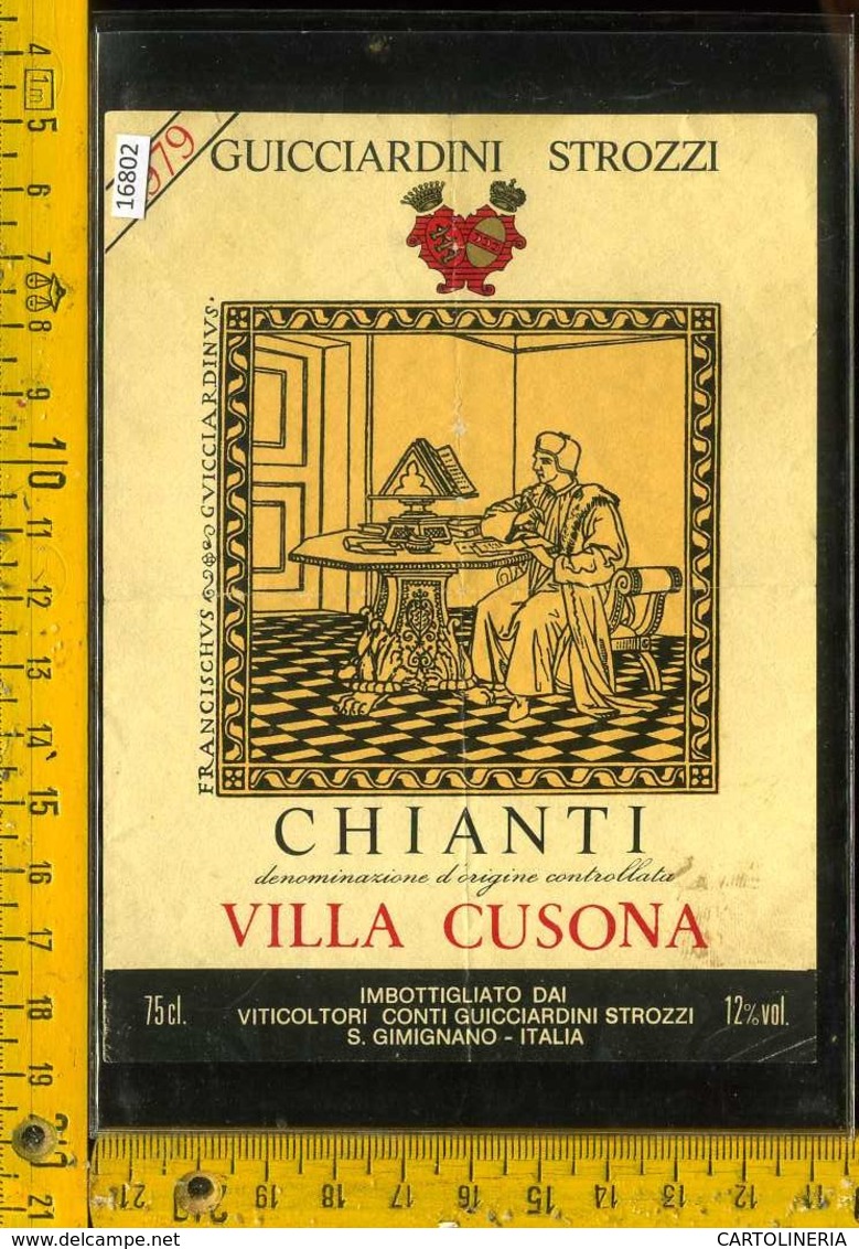 Etichetta Vino Liquore Chianti Villa Cusona 1979 - S. Gimignano - Altri & Non Classificati