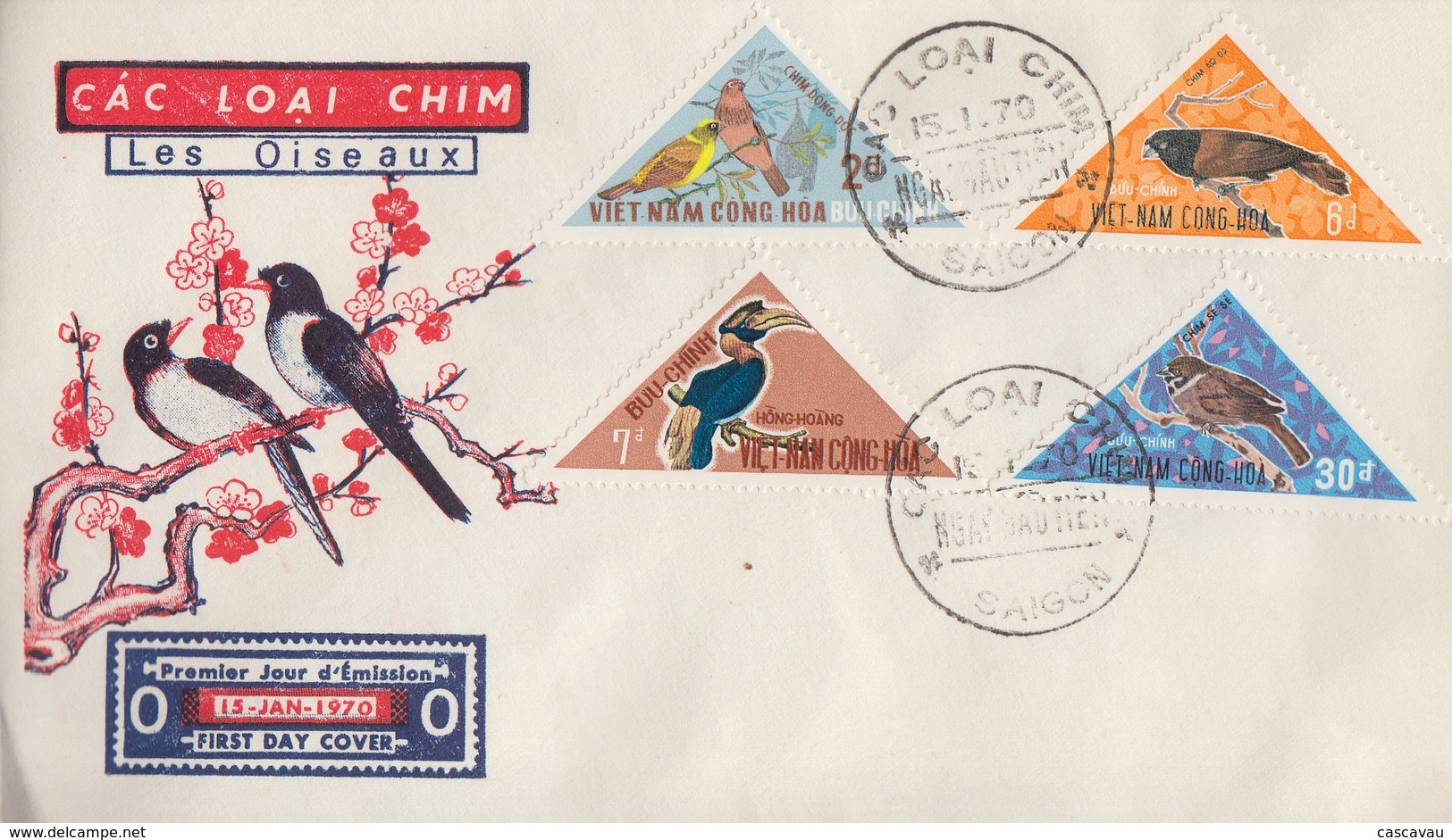 Enveloppe  FDC   1er  Jour   VIETNAM    OISEAUX   1970 - Vietnam