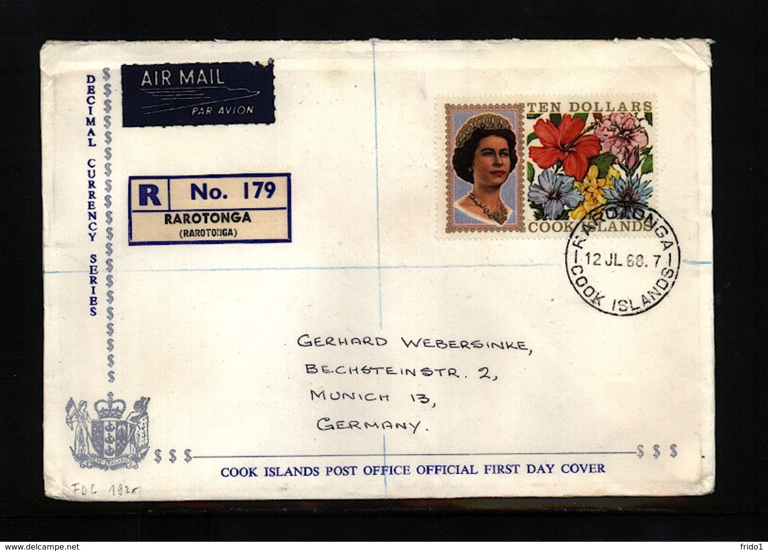 Cook Islands 1968 Michel 192x Interesting Airmail Registered Letter FDC - Cookinseln