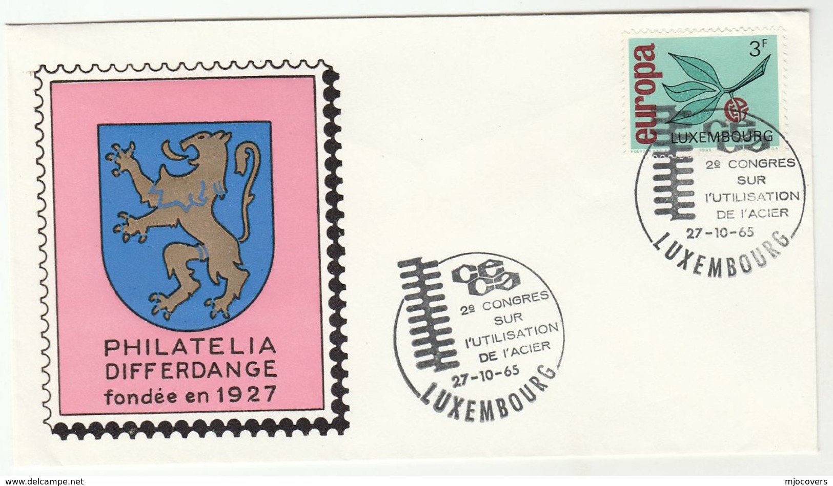 1965 CECA Uses Of STEEL CONGRESS EVENT COVER LUXEMBOURG Stamps EUROPA European Community Industry Metal - Storia Postale