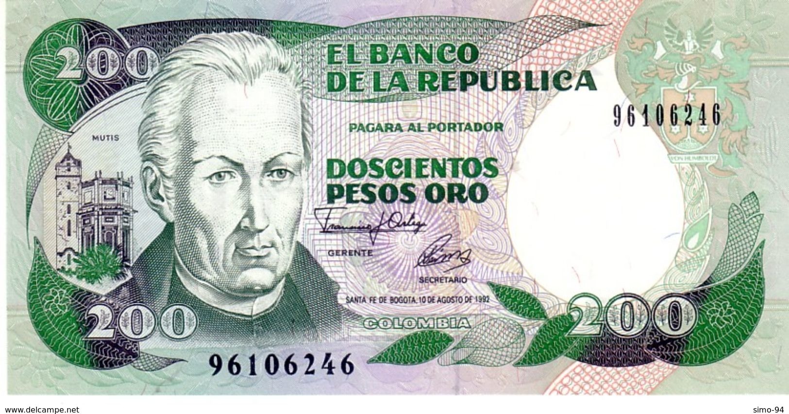 Colombia P.429 200 Pesos 1992 Unc - Colombia