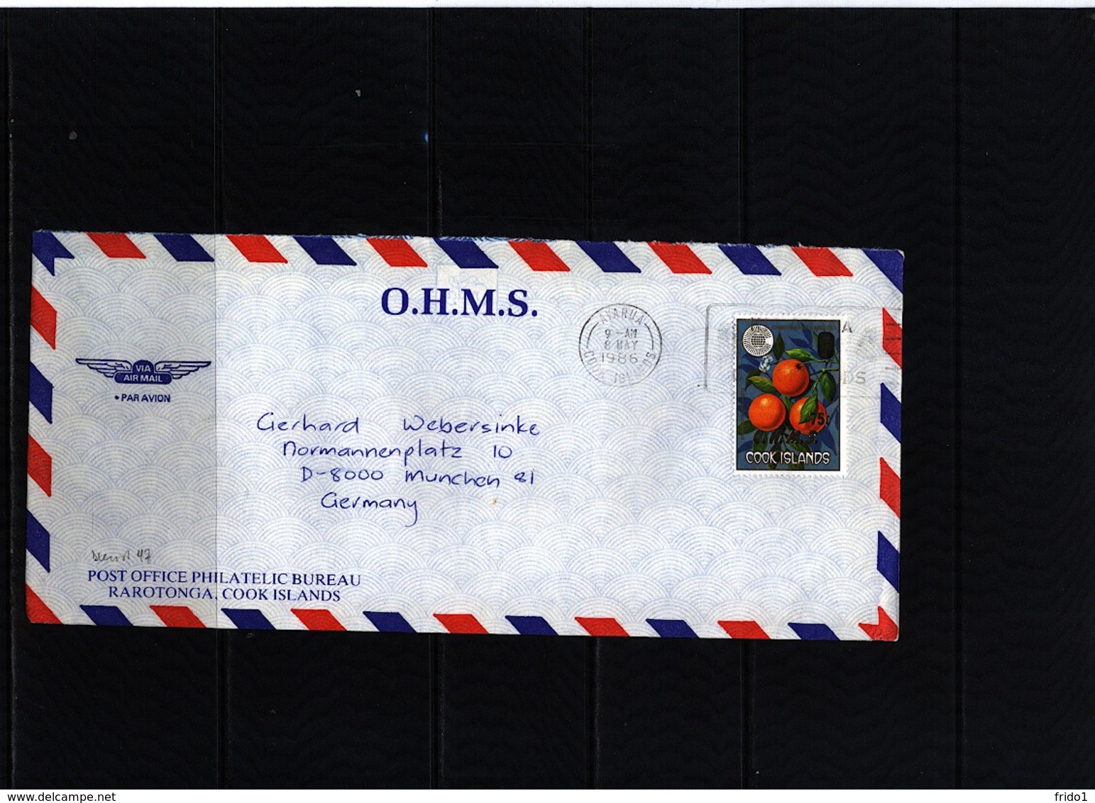 Cook Islands Interesting Airmail  Letter With O.H.M.S. Overprinted Stamps - Cookinseln