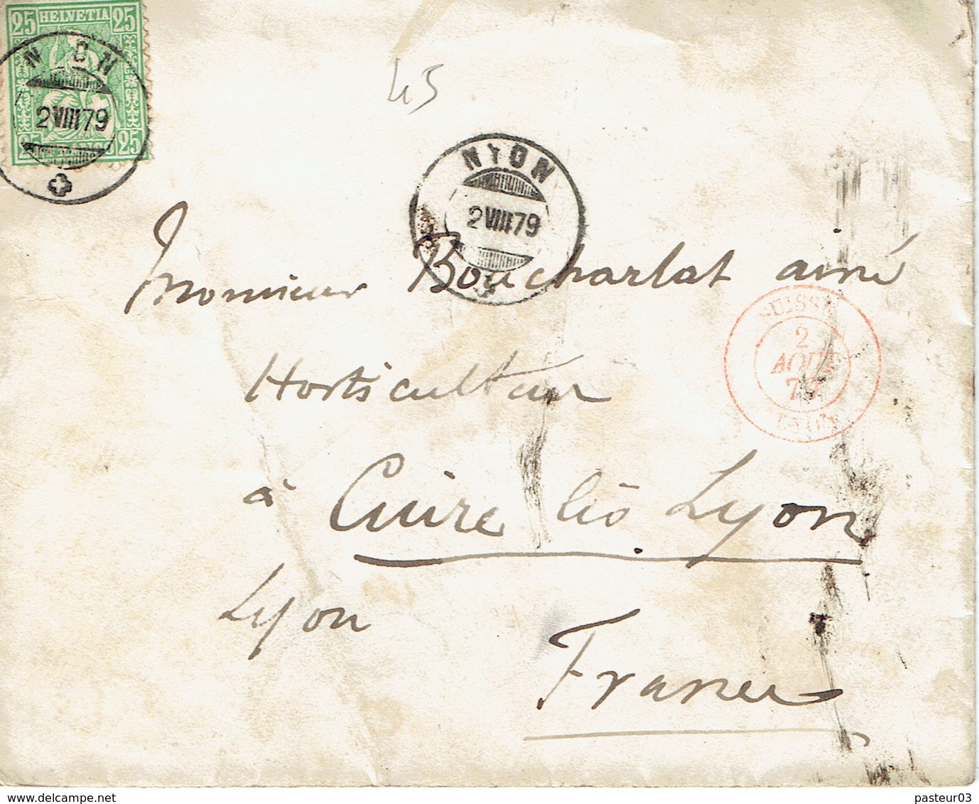 Suisse N° 45 Lettre Pour La France 02-08-1879 - Lettres & Documents