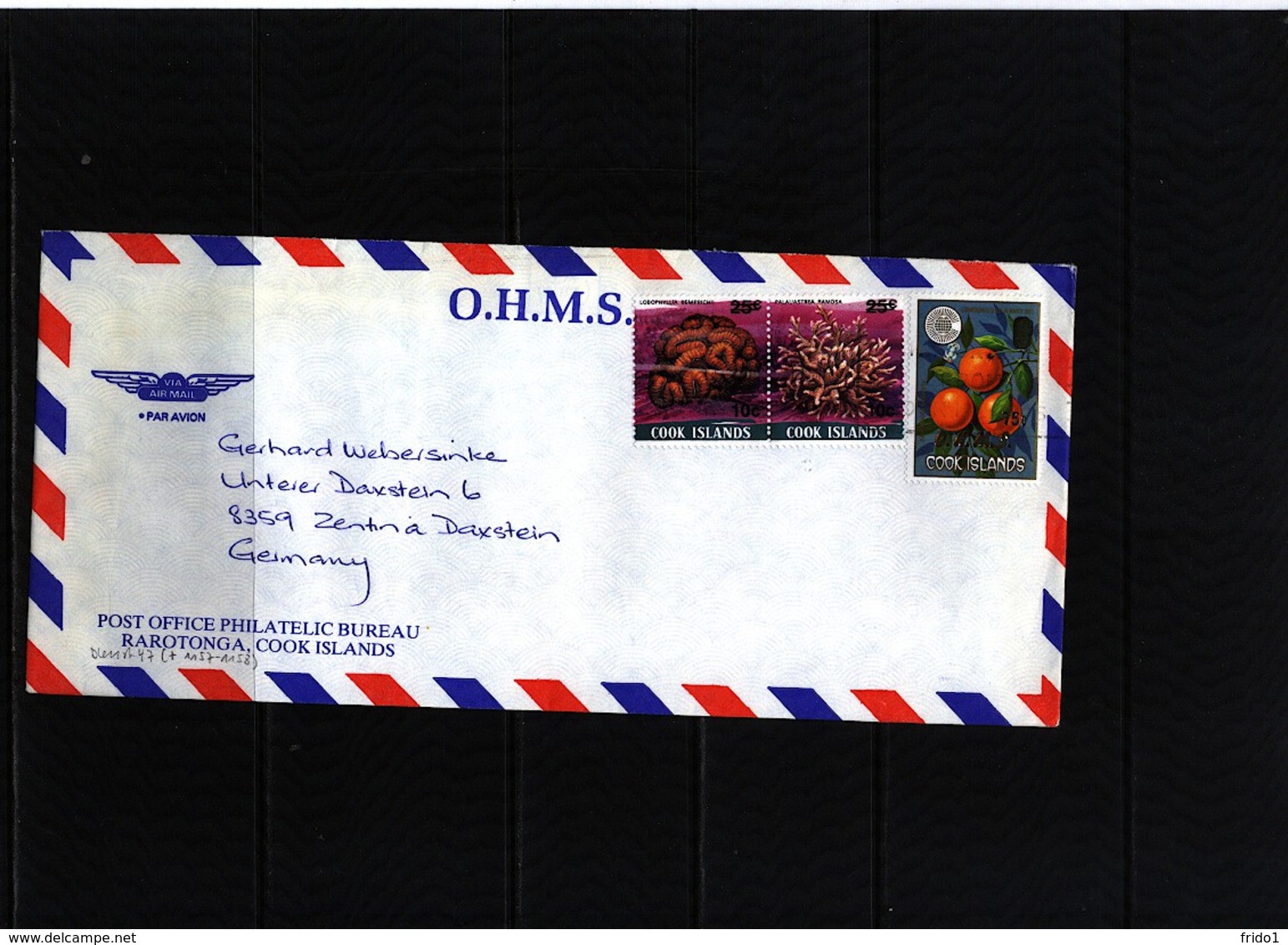 Cook Islands Interesting Airmail  Letter With O.H.M.S. Overprinted Stamps - Cookinseln