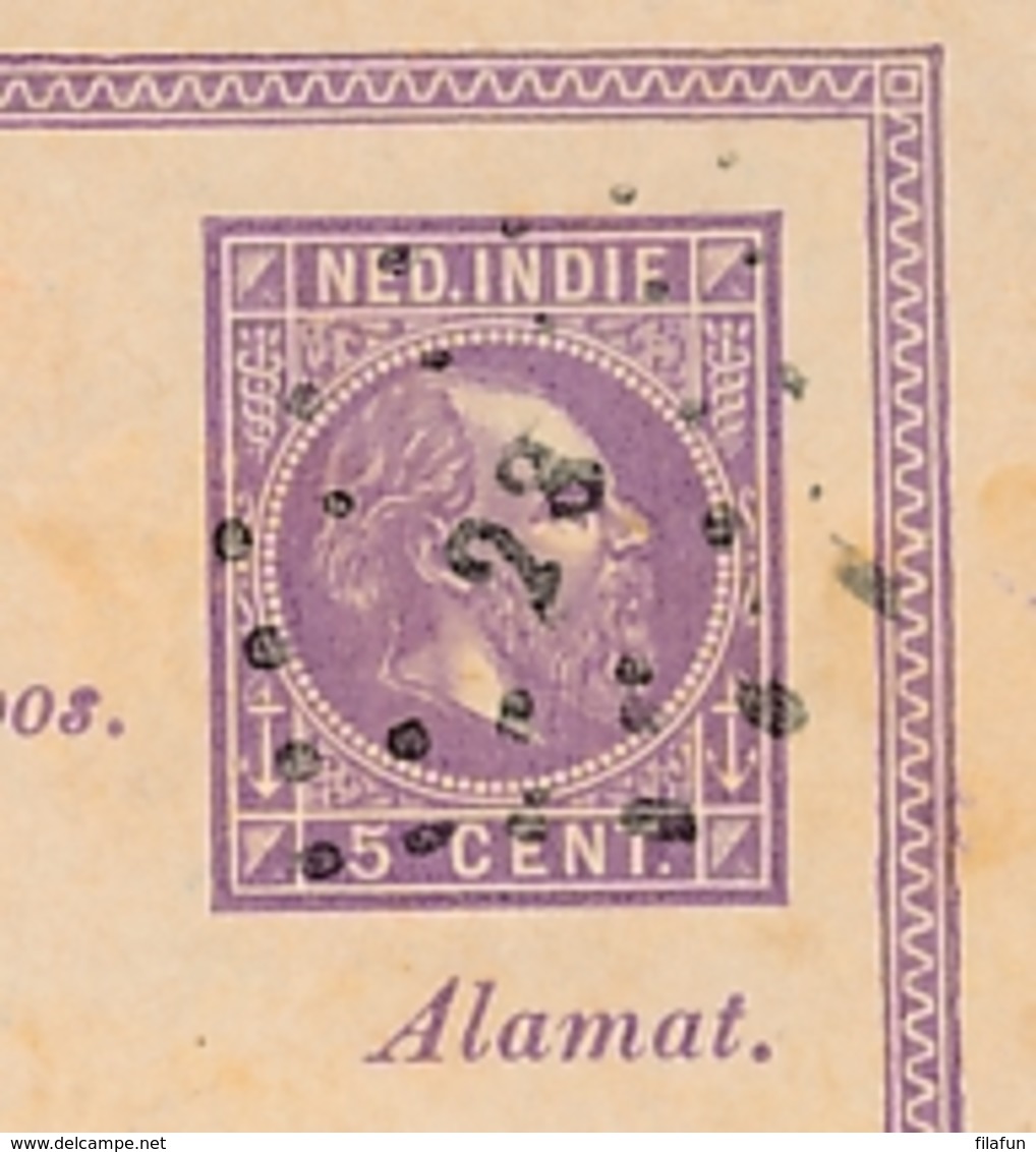 Nederlands Indië - 1885 - 5 Cent Willem III, Briefkaart G1 Van Kleinrond- En Puntstempel MAGELANG Naar Semarang - Nederlands-Indië