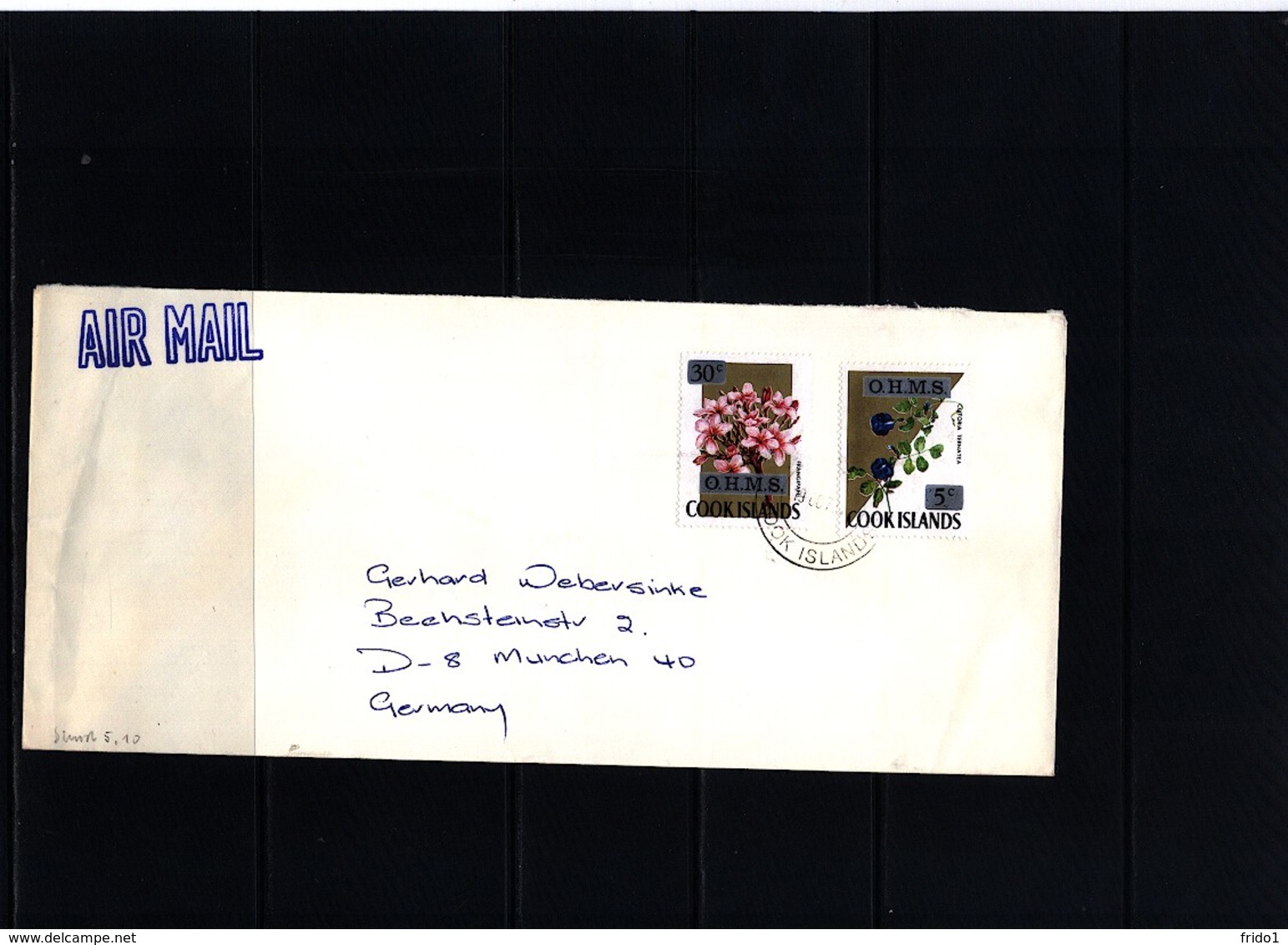 Cook Islands Interesting Airmail  Letter With O.H.M.S. Overprinted Stamps - Cookinseln