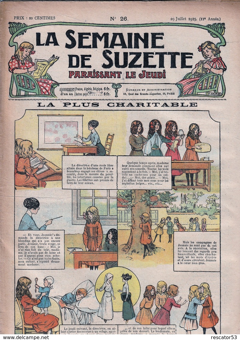 Rare Revue La Semaine De Suzette N°26 29 Juillet 1915 - La Semaine De Suzette