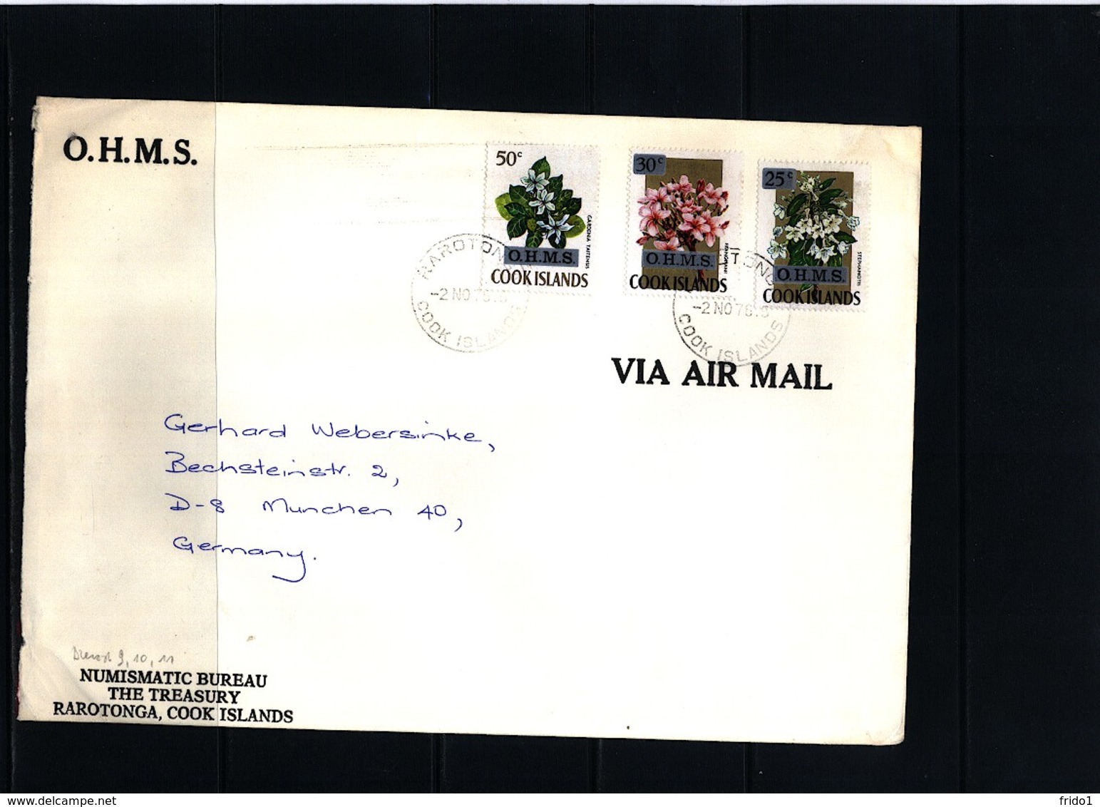 Cook Islands Interesting Airmail  Letter With O.H.M.S. Overprinted Stamps - Cookinseln