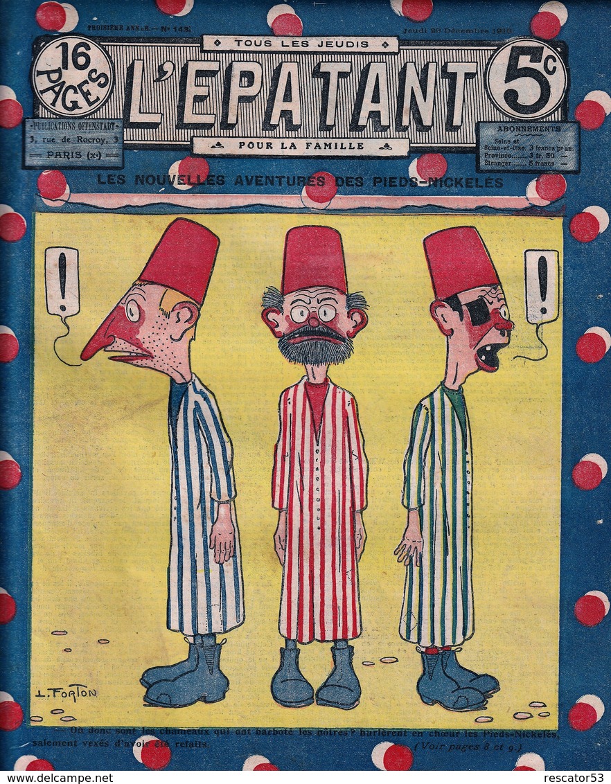 Rare Revue L'épatant Les Pieds Nickelés 29 Décembre 1910 - Autre Magazines