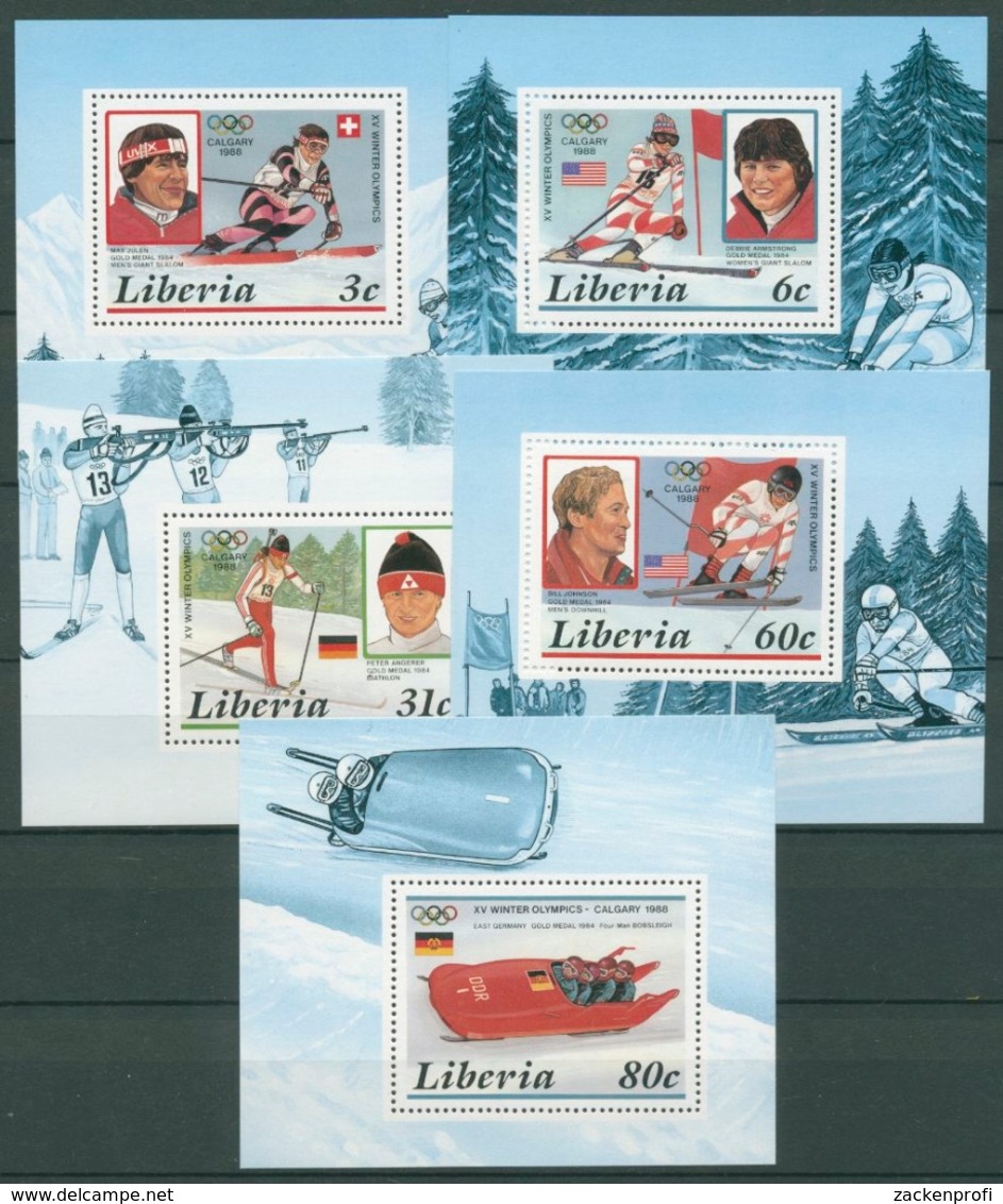 Liberia 1987 Olymp. Winterspiele Calgary 1355/59 A Blocks Postfrisch (C27474) - Liberia