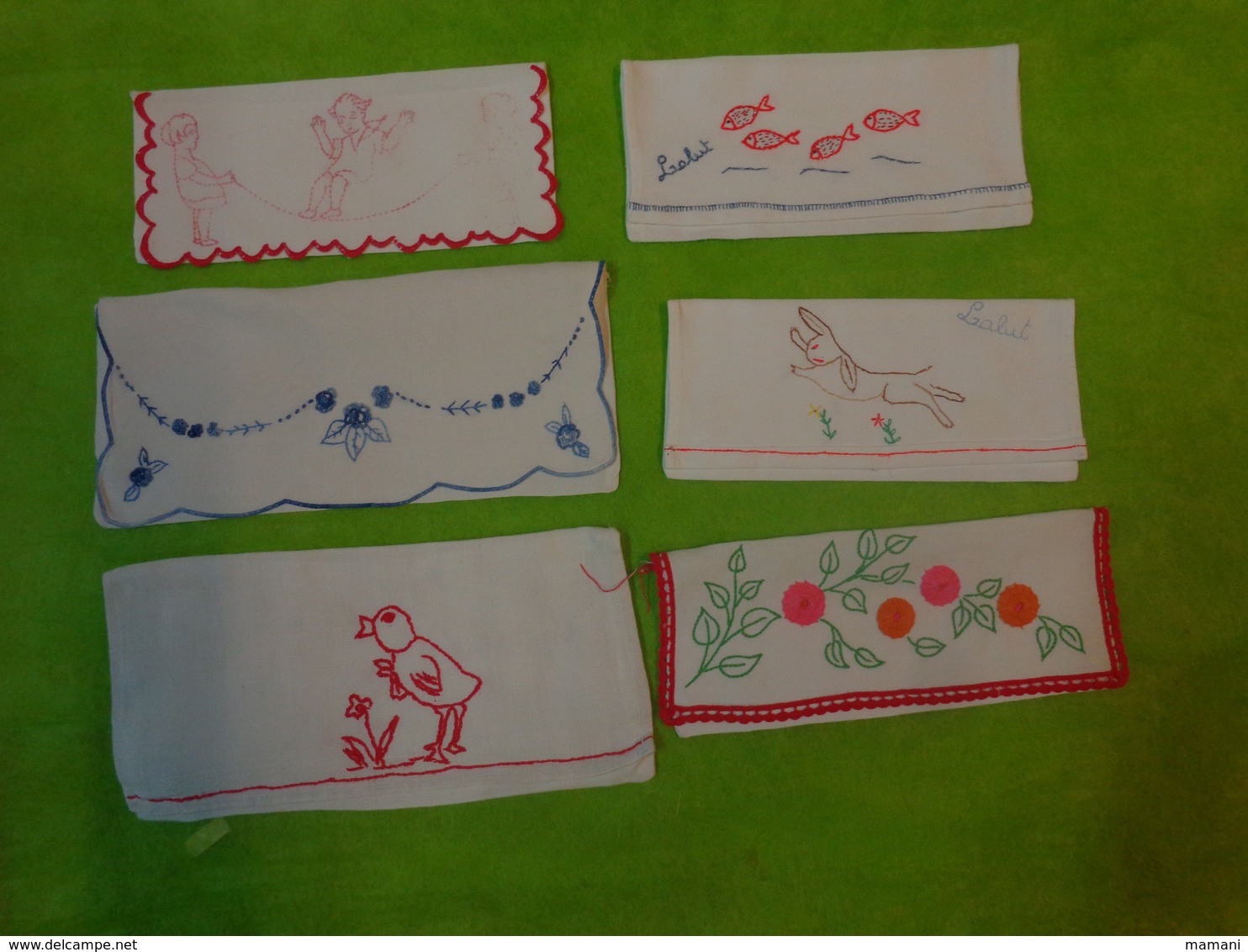 lot de  91 porte serviettes  vintage..poussin-fleur-chat-poule-chat-alsacienne-lapin-oie-papillon etc...