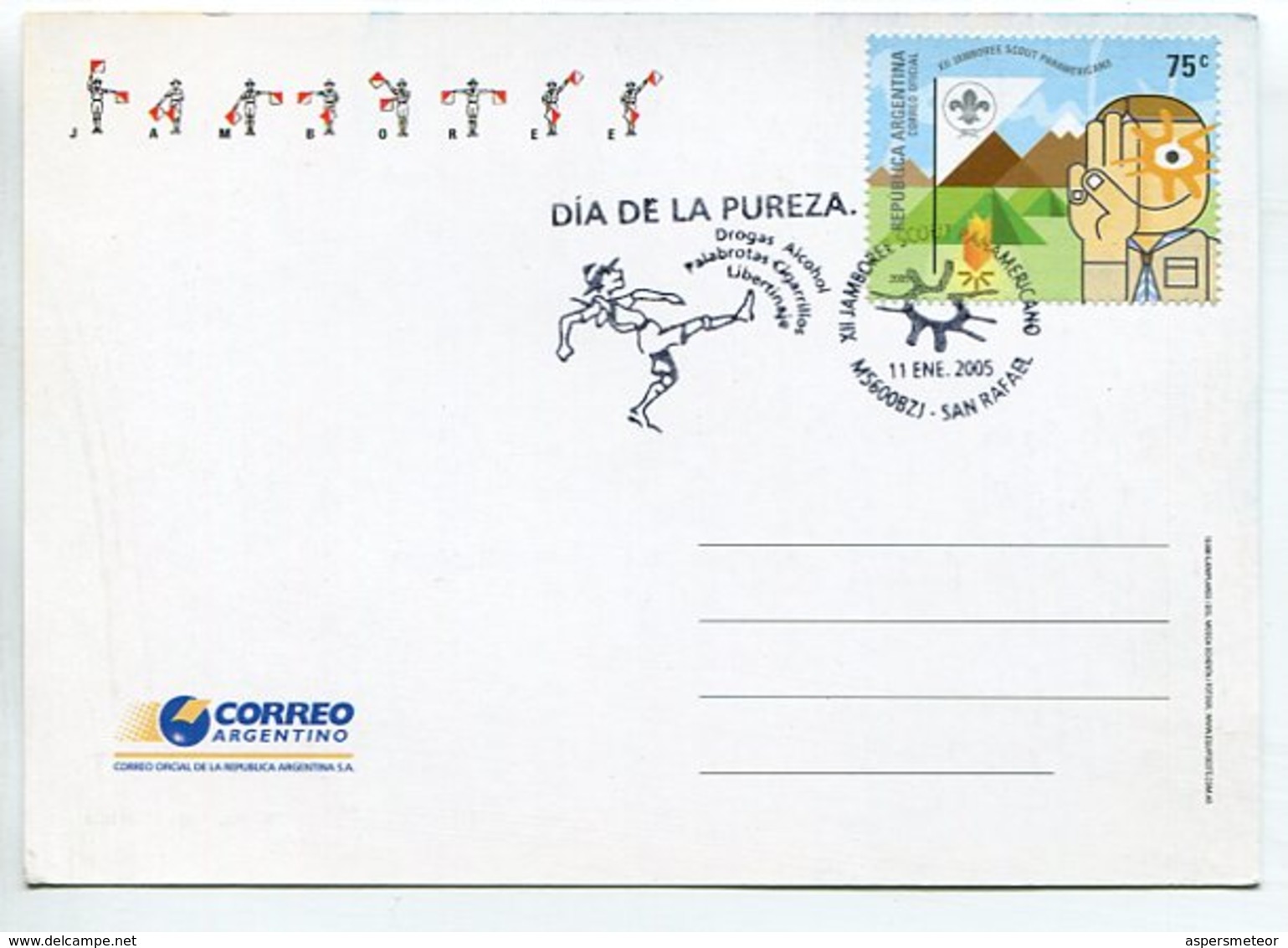 SCOUT SCOUTING SCOUTISMO XII JAMBOREE SCOUT PANAMERICANO DIA DE LA PUREZA 2005 ARGENTINA TARJETA CARD SPC - LILHU - Lettres & Documents