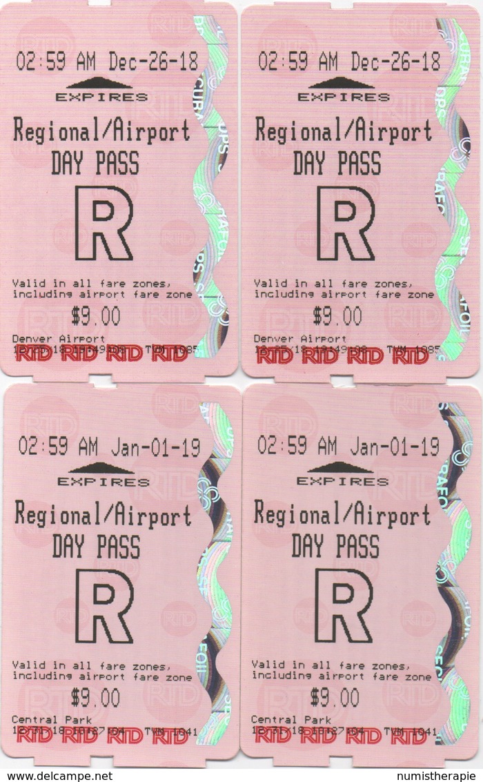 Denver USA : Train RTD Régional - Aéroport : Day Pass $9.00 (€0,75 Per Ticket) - Monde